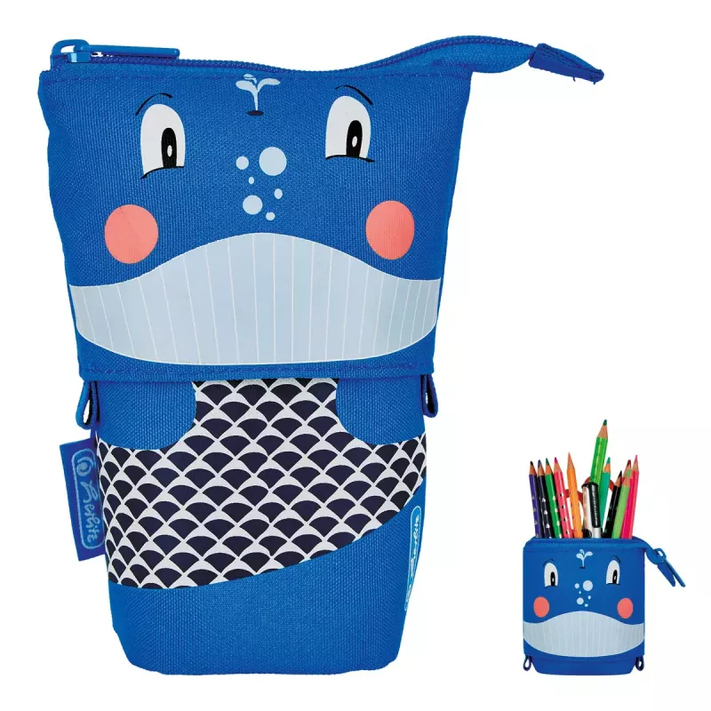 Estuche blando Herlitz Whale poliéster negro azul rosa
