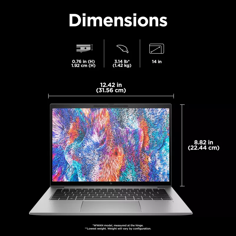 Estación de trabajo móvil HP ZBook Firefly G11 14 inch Intel Core Ultra 7 32 GB 1 TB Intel Graphics Windows 11 Pro