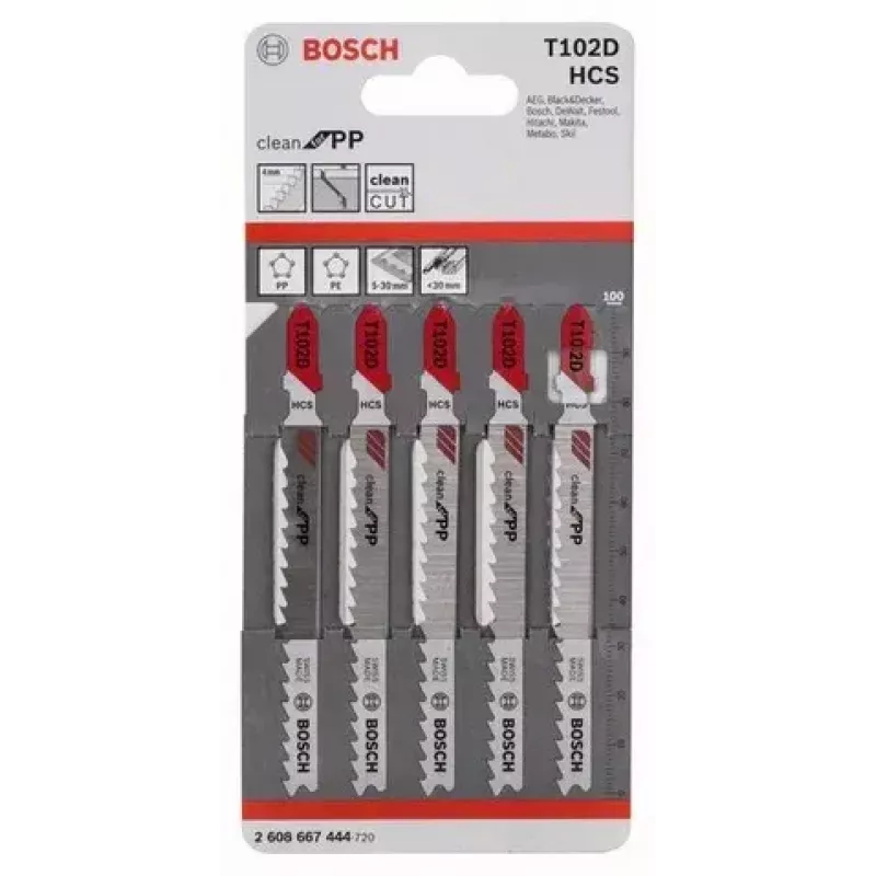Hoja de sierra de calar Bosch T 102 D perfil de plástico 4 mm de paso de diente