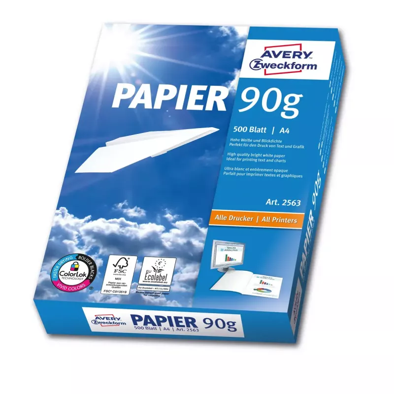 Papel de impresora A4 Avery 90 g/m² 500 hojas