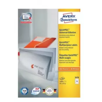 Etiquetas de dirección autoadhesivas Avery Zweckform 3678 — papel blanco, 9,7×3,7 cm, 1400 etiquetas (100 hojas)