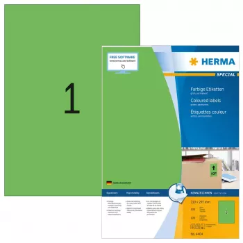 Etiquetas autoadhesivas para impresora HERMA Etiquetas de color A4 210x297 mm verde papel mate 100 uds.
