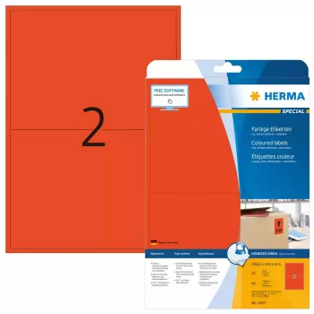 Etiqueta autoadhesiva para impresora HERMA Coloured Labels A4 199,6x143,5 mm rojo papel mate 40 uds.