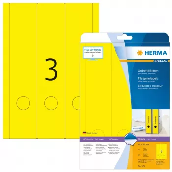 Etiquetas de archivo HERMA A4 61x297 mm amarillas papel mate opacas 60 uds.