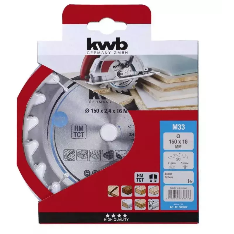 Disco de sierra circular KWB 583357 15 cm para madera dura contrachapado madera blanda