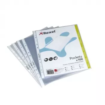 Rexel Premium A4 fundas transparentes abiertas por arriba transparente (100), Legal, transparente, polipropileno (PP), vertical, 0,08 mm, 255 mm