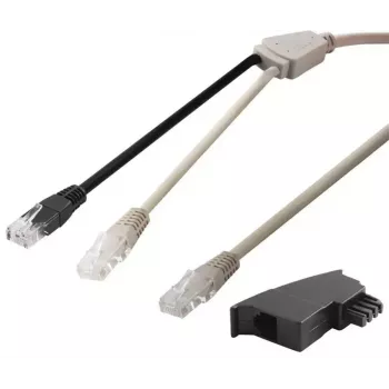 Goobay 95286 cable adaptador TAE, 2x RJ45 a RJ45 (8P8C) / TAE-F, 3 m, negro/gris