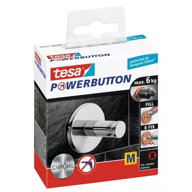 Gancho universal TESA Powerbutton 59321 cromado