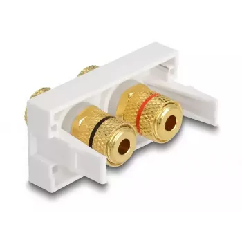 Delock Easy 45 módulo Snap-in, 2 x Binding Post, anillo de color rojo/negro, blanco RAL 9003 (81397)