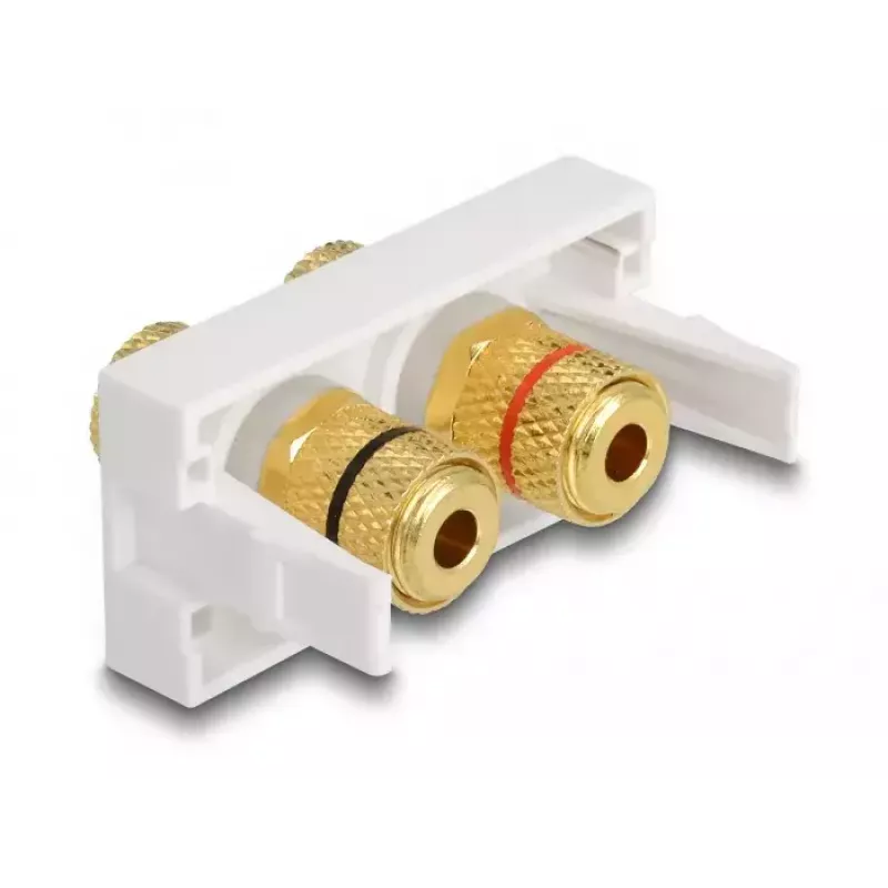 Delock Easy 45 módulo Snap-in, 2 x Binding Post, anillo de color rojo/negro, blanco RAL 9003 (81397)