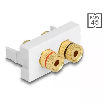 Delock Easy 45 módulo Snap-in, 2 x Binding Post, anillo de color rojo/negro, blanco RAL 9003 (81397)