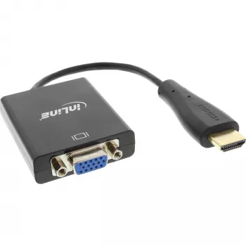 Convertidor InLine HDMI a VGA con entrada de audio salida HDMI VGA y audio estéreo