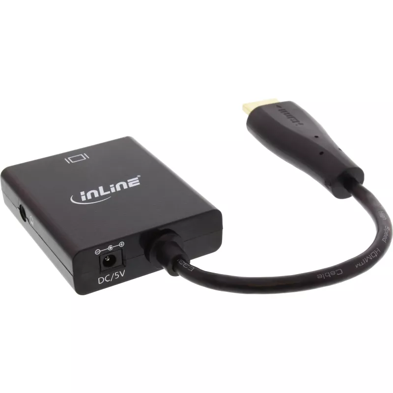 Convertidor InLine HDMI a VGA con entrada de audio salida HDMI VGA y audio estéreo
