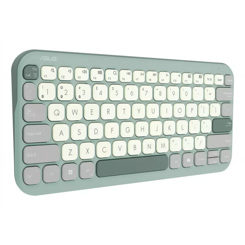 ASUS Marshmallow KW100 90XB0880-BKB200 teclado, distribución alemana QWERTZ, mecanismo de tijera, tecla Copilot, verde