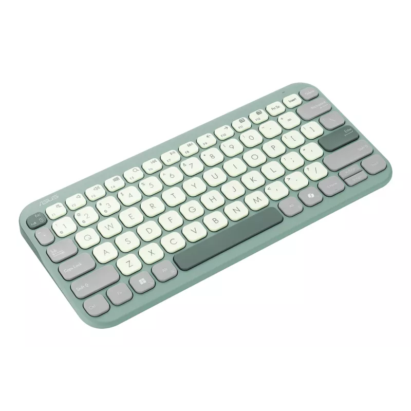 ASUS Marshmallow KW100 90XB0880-BKB200 teclado, distribución alemana QWERTZ, mecanismo de tijera, tecla Copilot, verde