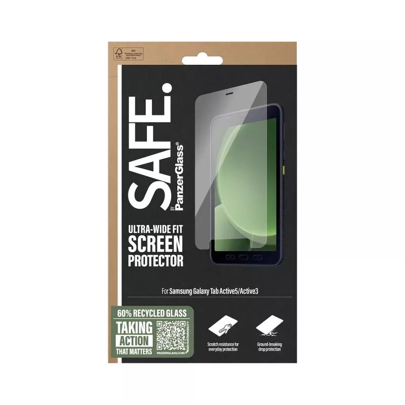 PanzerGlass SAFE. by ® protector de pantalla Samsung Galaxy Tab Active5 | Active3 | Ultra-Wide Fit