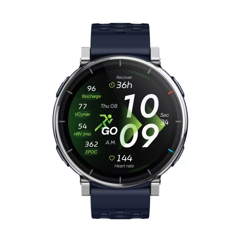 Smartwatch Amazfit W2558GL2N — 1,32 pulgadas (3,35 cm) AMOLED 466×466 px, GPS, 365 mAh, correa de silicona (azul)
