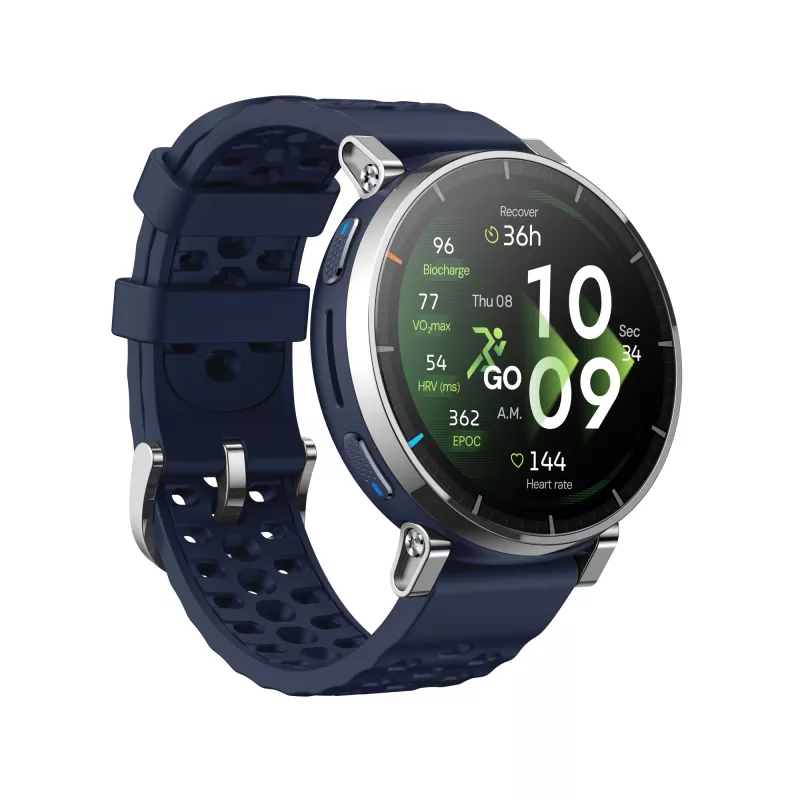 Smartwatch Amazfit W2558GL2N — 1,32 pulgadas (3,35 cm) AMOLED 466×466 px, GPS, 365 mAh, correa de silicona (azul)