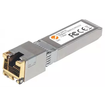 Módulo transceptor Intellinet, 10 Gigabit cobre SFP+, puerto 10GBase-T (RJ45), 30 m, velocidad de transferencia de datos de hasta 10 Gbit/s con cableado Cat6a, Ethernet, fibra/óptica, compatible con MSA, equivalente a Cisco MA-SFP-10G-T, tres años de garantía
