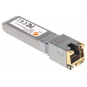 Módulo transceptor Intellinet, 10 Gigabit cobre SFP+, puerto 10GBase-T (RJ45), 30 m, velocidad de transferencia de datos de hasta 10 Gbit/s con cableado Cat6a, Ethernet, fibra/óptica, compatible con MSA, equivalente a Cisco MA-SFP-10G-T, tres años de garantía
