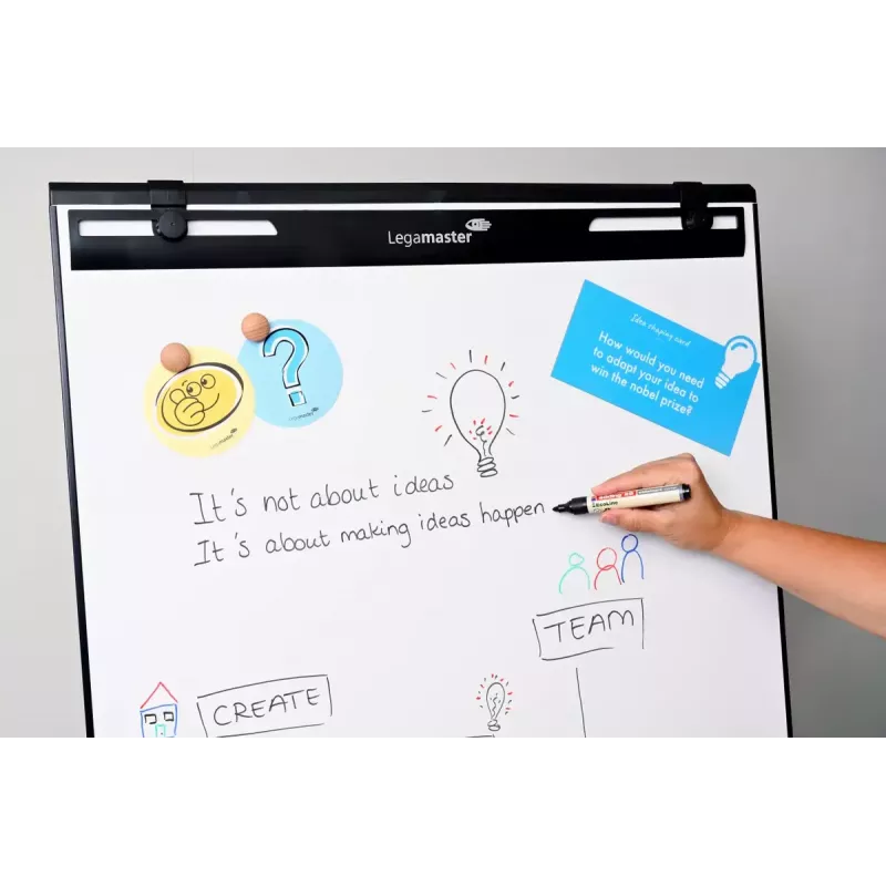 Papelera de flipchart móvil con base redonda Legamaster SKETCH EASY – acero, 5 ruedas, 720×600 mm