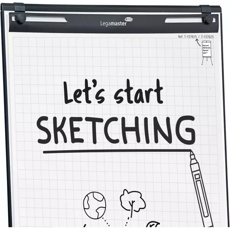 Papelera de flipchart móvil con base redonda Legamaster SKETCH EASY – acero, 5 ruedas, 720×600 mm