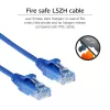 Cable de parcheo slimline para centro de datos ACT azul 10 metros LSZH U/UTP CAT6 con conectores RJ45 sin lengüeta