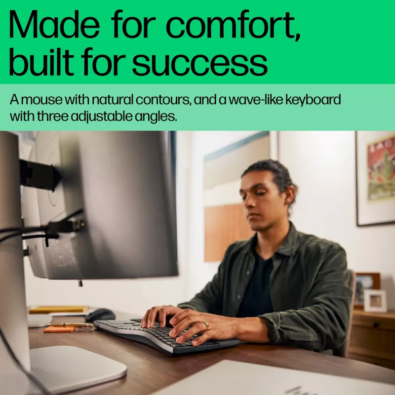 Conjunto de teclado y ratón HP 680 Comfort Dual-Mode, tamaño completo (100%), inalámbrico, RF Wireless + Bluetooth, QWERTY, negro, ratón incluido