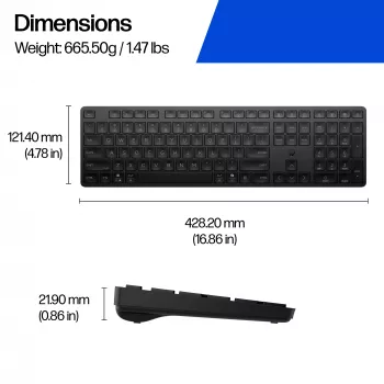 Teclado HP 490K Multi-Device Dual-Mode, tamaño completo (100 %), inalámbrico, USB + Bluetooth, QWERTY, negro