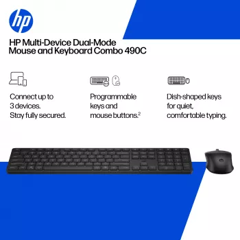 HP 490C Multi-Device Dual-Mode Combo de teclado y ratón, blanco