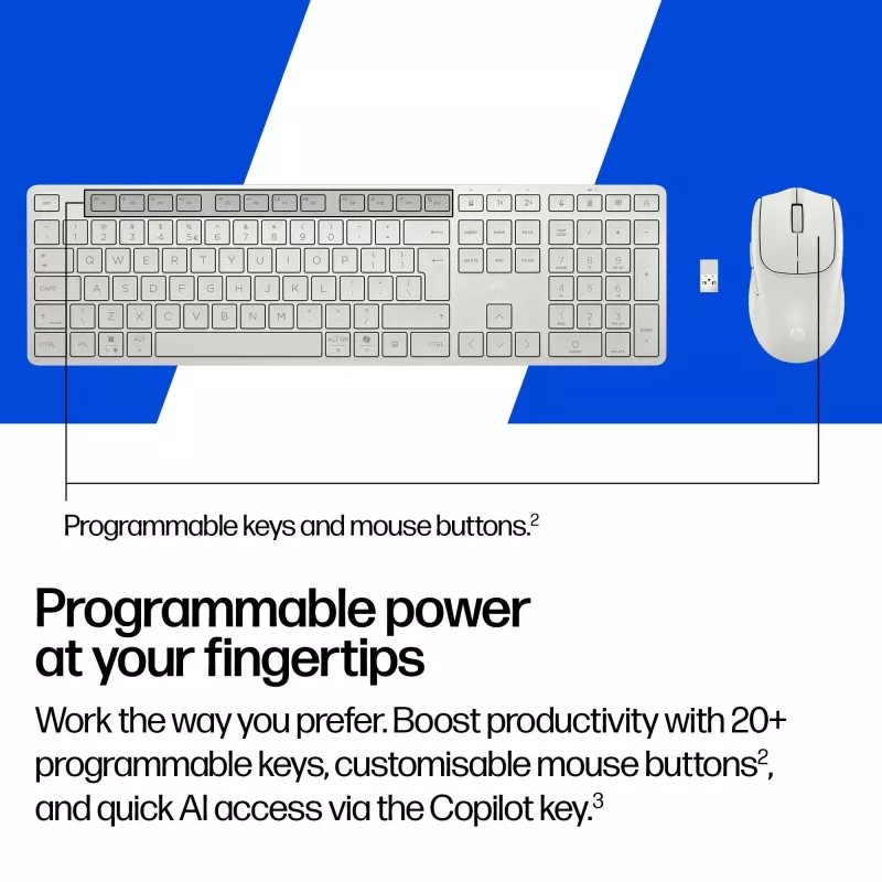 HP 490C Multi-Device Dual-Mode Combo de teclado y ratón, blanco