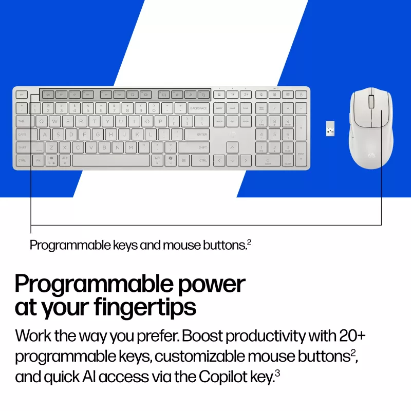 HP 490C Multi-Device Dual-Mode Combo de teclado y ratón, QWERTY