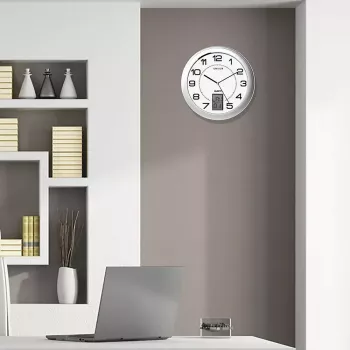 Reloj de pared/sobremesa Unilux 100340853 — cuarzo, redondo metálico plateado, Ø 31 cm, pila AA/AAA