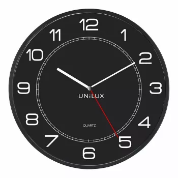 Reloj de pared/mesa Unilux 400094568 — cuarzo, redondo, negro, 57,5 cm de diámetro, pila (AA)