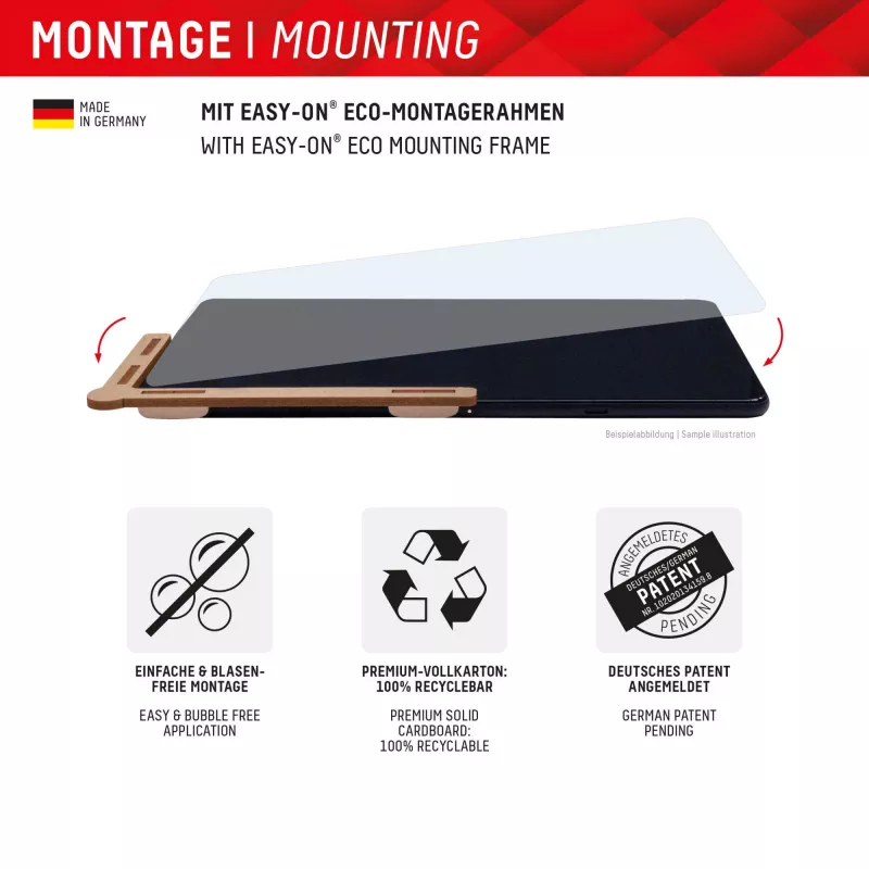 Displex Tablet Glas (9H) para Samsung Galaxy Tab S10 Ultra/S11 Ultra, marco de montaje Eco, irrompible