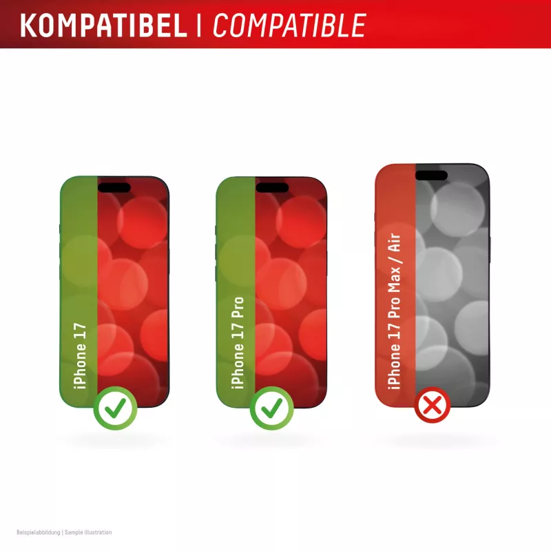 DISPLEX Smart Glass (9H) para Apple iPhone 17/17 Pro, adhesivo de montaje, irrompible