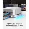 ICY BOX estación de acoplamiento USB Type-C 7 en 1 con ranura M.2 NVMe, SSD, tarjeta de memoria, M.2, 4 TB, USB 3.2 Gen 2 (3.1 Gen 2) Type-C, plateado, aluminio