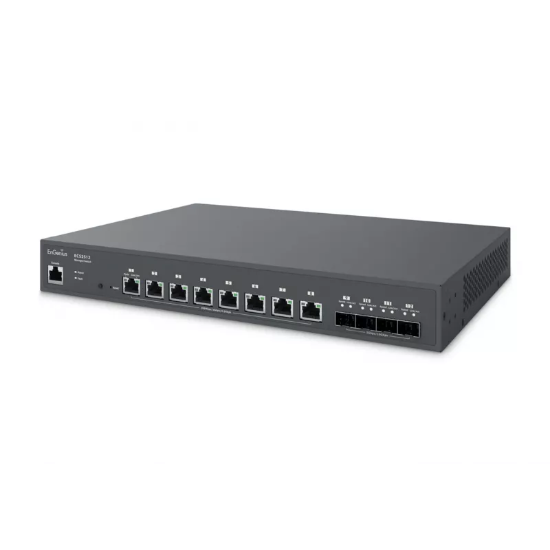 Switch gestionado en nube EnGenius 8 puertos 2.5GbE 4xSFP+ L2+ 13i, gestionado, L2+, 2.5G Ethernet (100/1000/2500), dúplex completo, montaje en rack