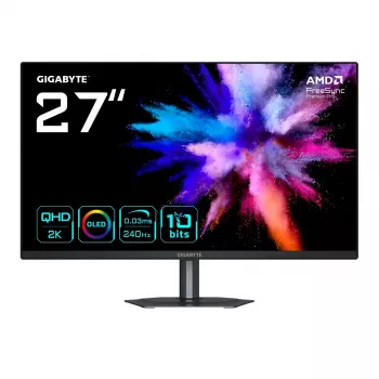 Monitor gaming GIGABYTE GO27Q24 27” OLED 2K QHD - 2560 x 1440, 240Hz, 0,03ms, 400 cd/m², FreeSync Premium Pro, HDMI 2.0, DisplayPort 1.4