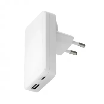 Cargador d bramante Pro slim Charger USB-C 45 W + USB-A 30 W, interior, AC, blanco