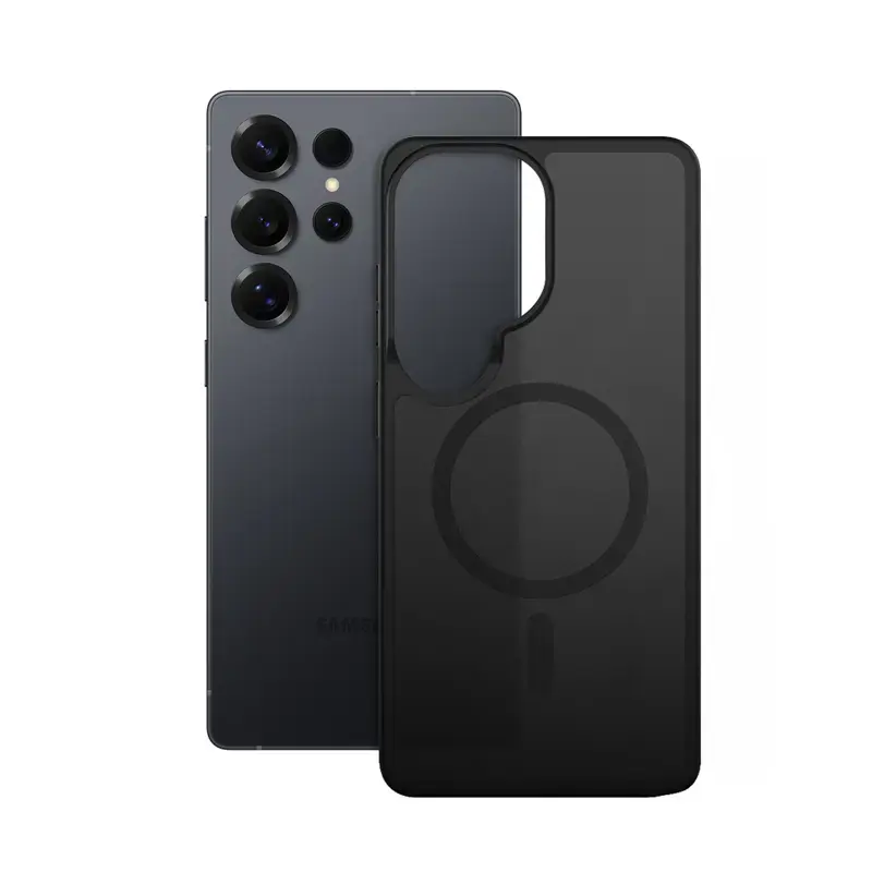 Funda protectora Crong Hybrid Matte Magnetic para Samsung Galaxy S25 Ultra – TPU+PC, negra