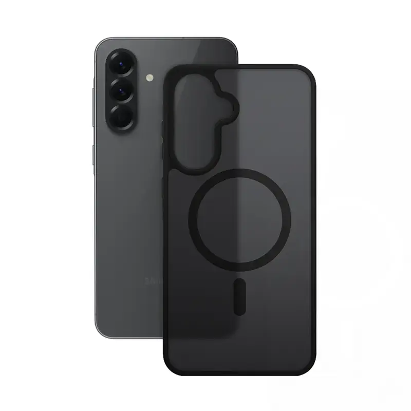 Funda protectora Crong Hybrid Matte Magnetic para Samsung Galaxy A56 — TPU + PC, negra