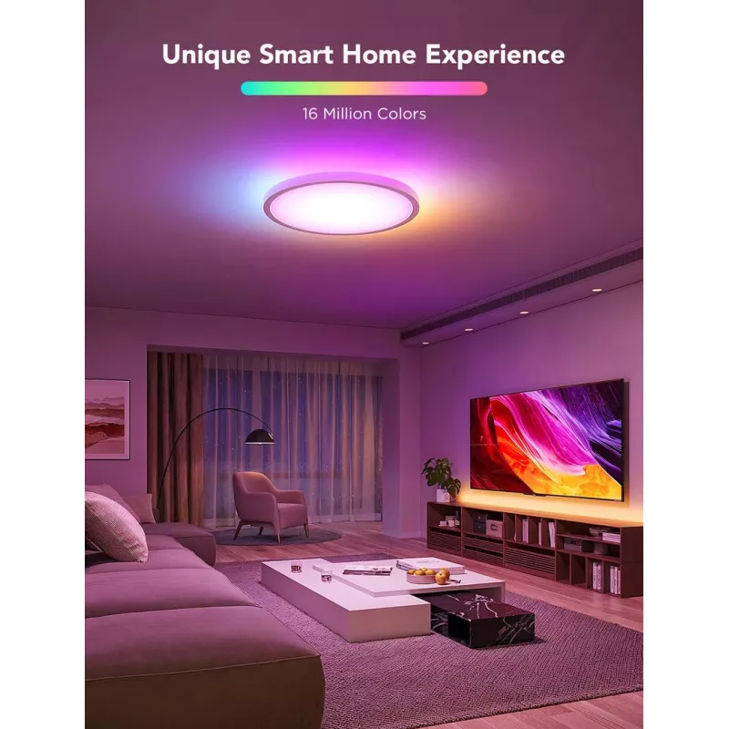 Lámpara de techo inteligente Govee 30 cm RGBWW + RGBIC Wi‑Fi/Bluetooth 28 W, blanca, Ø300×30 mm