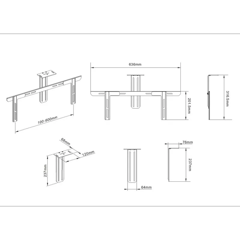 Soporte Multibrackets M Universal Camera Holder 55 pulgadas–110 pulgadas negro acero