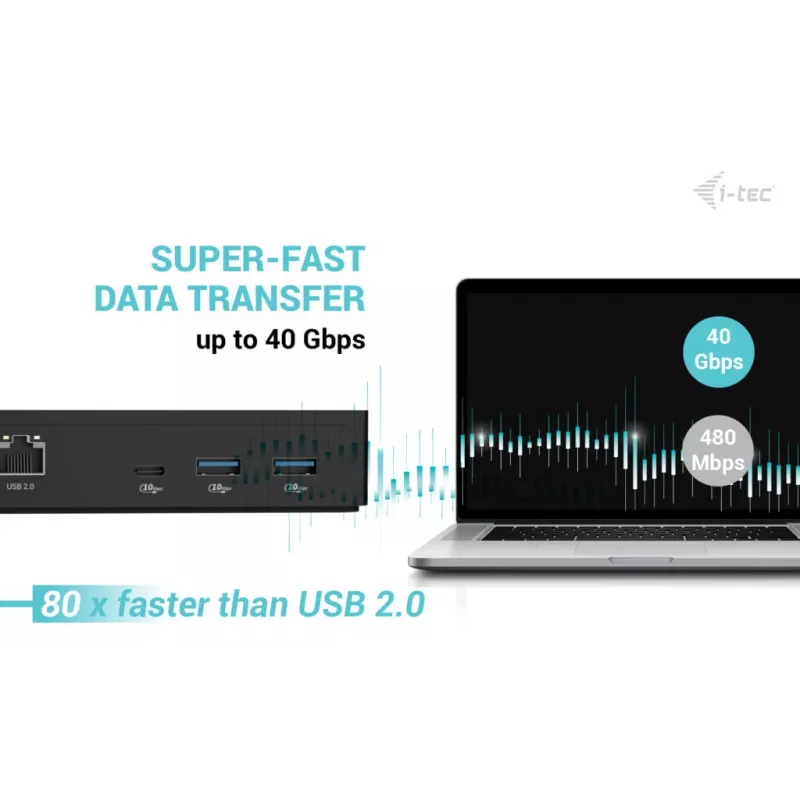 Estación de acoplamiento i-tec Thunderbolt 4 Intelligent Dual Display + Power Delivery 90 W