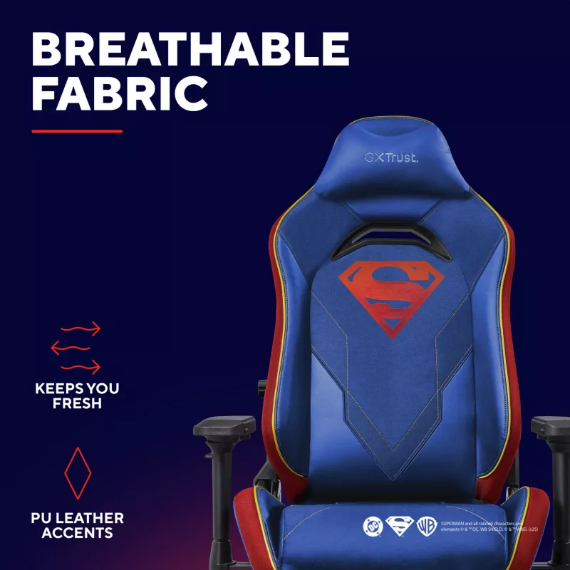 Silla gaming TRUST RUYA PRO GXT721SM Superman — diseño ergonómico, altura ajustable