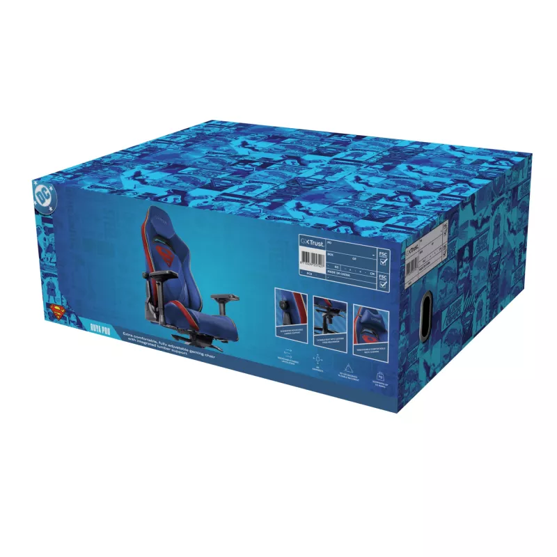 Silla gaming TRUST RUYA PRO GXT721SM Superman — diseño ergonómico, altura ajustable