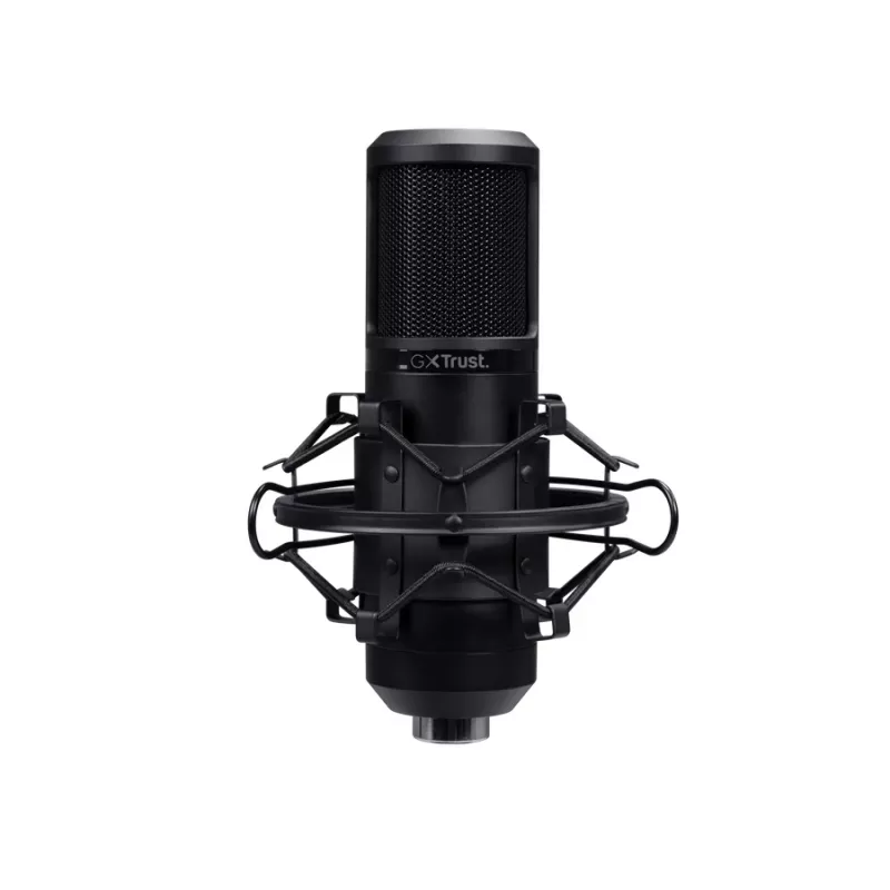 Micrófono de estudio TRUST GXT 269 Emita II — micrófono USB con cable, carcasa de metal, montaje de mesa, negro (42×162×42 mm)