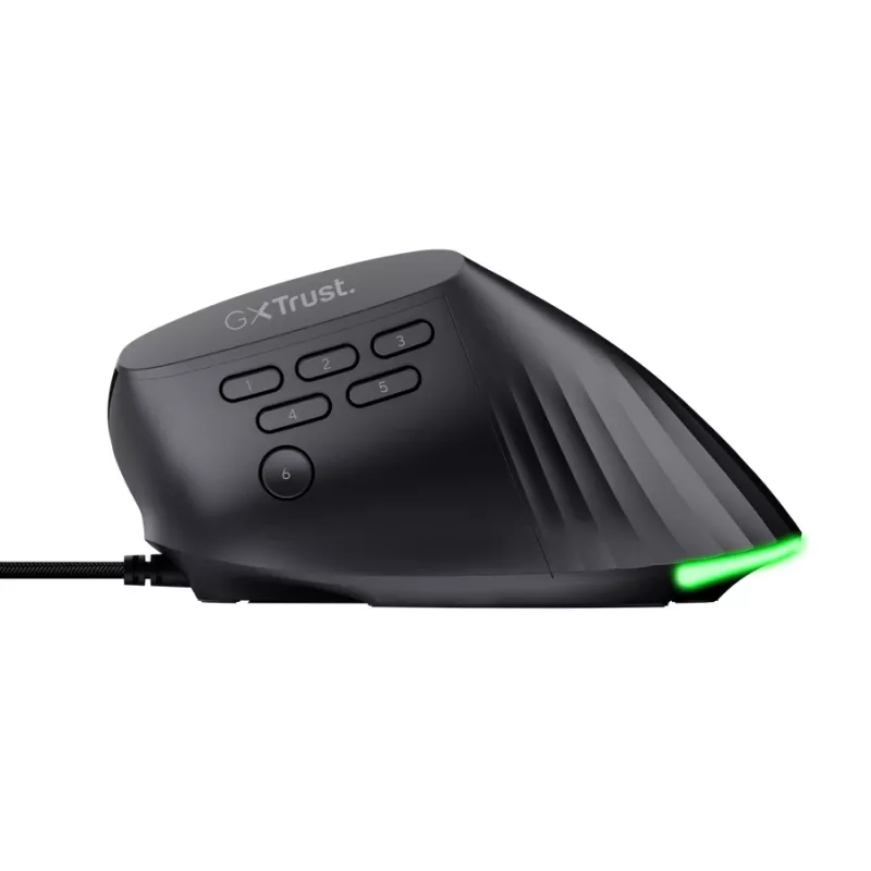 Ratón gaming TRUST GXT 145 Rexxa para diestros USB Type-A 12800 DPI, con cable, rueda RGB, negro