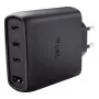 Cargador rápido de CA TRUST Maxo 65W para interiores, 3× USB-C, máx. 20V, cable de 2 m, negro